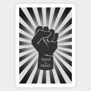 black raising fist | enough is enough | retro, vintage Sticker